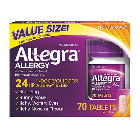 Allegra Allergy 24 Hour Non-Drowsy Tablets 180 mg - 70 Count