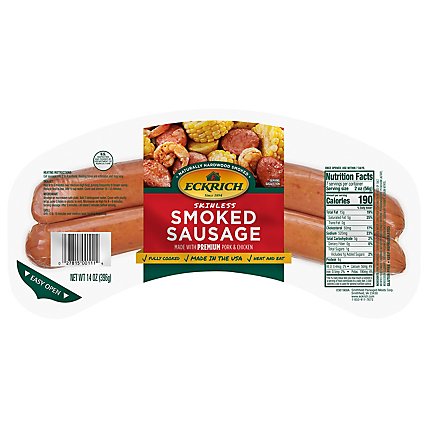 Eckrich Skinless Smoked Sausage - 14 Oz - Image 1