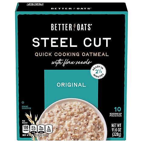 Better Oats Oat Revolution! Oatmeal Instant with Flax Steel Cut Classic - 10 Count