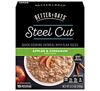 Better Oats Oatmeal Instant With Flax Seeds Steel Cut Apples & Cinnamon 10 Count - 12.3 Oz