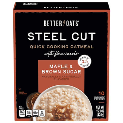 Better Oats Oat Revolution! Oatmeal Instant with Flax Steel Cut Maple & Brown Sugar - 10 Count - Image 3