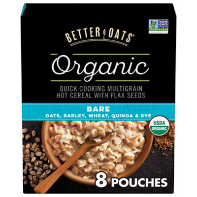 Better Oats Raw Pure & Simple Cereal Organic Hot Instant Multigrain Bare - 8 Count - Image 1