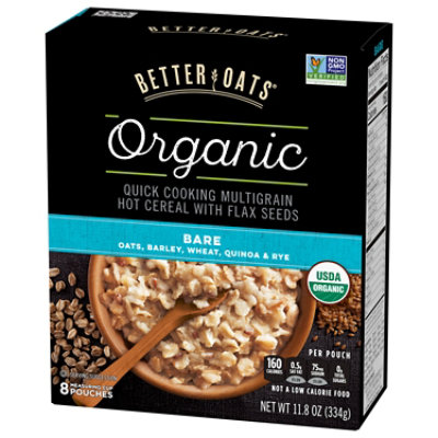 Better Oats Raw Pure & Simple Cereal Organic Hot Instant Multigrain Bare - 8 Count - Image 5