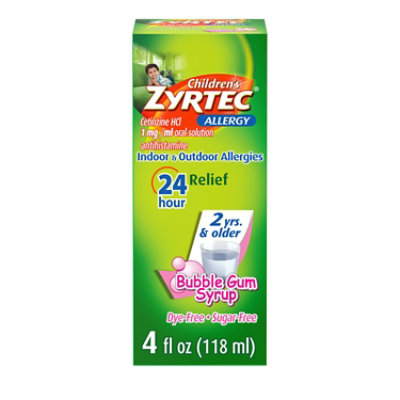 Zyrtec Allergy Childrens Sugar Free Bubble Gum - 4 Oz - Image 1