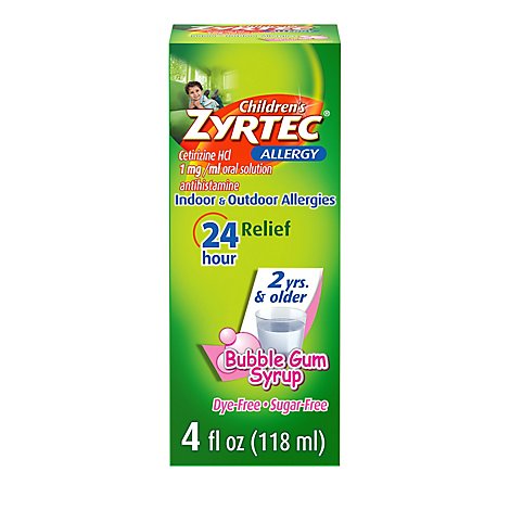 Zyrtec Allergy Childrens Sugar Free Bubble Gum - 4 Oz