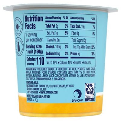 Dannon Fruit on the Bottom Peach Low Fat Yogurt 5.3 Oz - Image 2