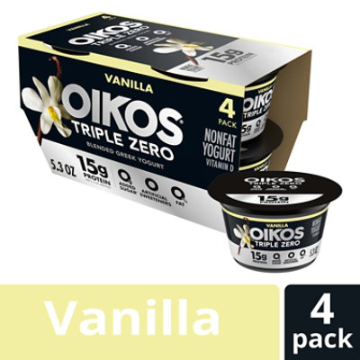 Oikos Triple Zero Vanilla Greek Yogurt Multipack - 4-5.3 Oz - Image 1