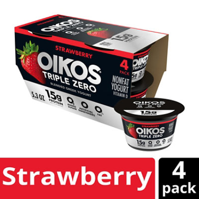 Oikos Triple Zero Strawberry Greek Yogurt - 4-5.3 Oz - Image 1