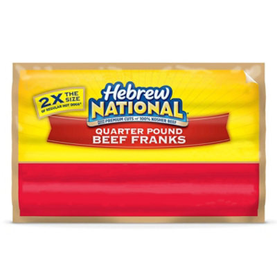 Hebrew National Quarter Pound Beef Franks Hot Dogs -4-16 Oz - Image 1