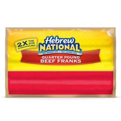 Hebrew National Quarter Pound Beef Franks Hot Dogs -4-16 Oz - Image 2