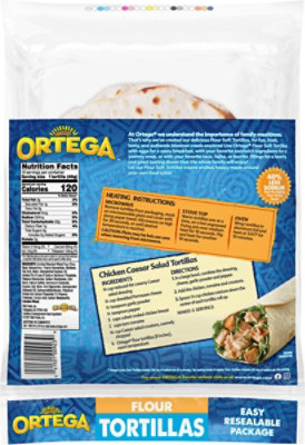 Ortega Tortillas Flour 40% Less Sodium Resealable Pack 10 Count - 14.3 Oz - Image 6