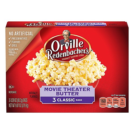 Orville Redenbacher's Movie Theater Butter Microwave Popcorn Classic Bag - 3-3.29 Oz