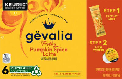 Gevalia Kaffe Espresso K-Cup Pods + Froth Packets Pumpkin Spice