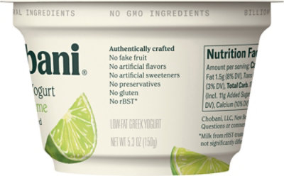 Chobani Low-Fat Key Lime Blended Greek Yogurt - 5.3 Oz - Image 2