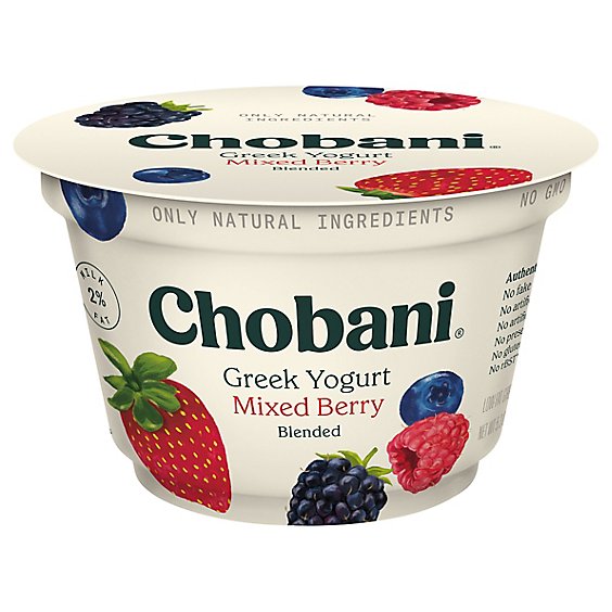 Chobani Yogurt Greek Blended Low-Fat Mixed Berry - 5.3 Oz