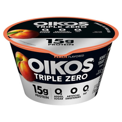 Oikos Triple Zero Greek Yogurt Blended Nonfat Peach - 5.3 Oz