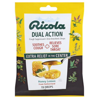 Ricola Dual Action Cough Suppressant Oral Anesthetic Drops Honey Lemon - 19 Count - Image 3