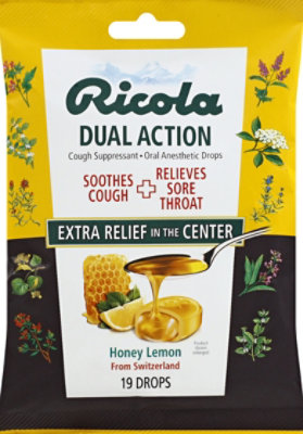 Ricola Dual Action Cough Suppressant Oral Anesthetic Drops Honey Lemon - 19 Count - Image 2