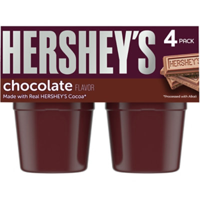 HERSHEY'S Chocolate Ready to Eat Pudding Cups Snack with Milk & Real Cocoa Cups - 4 Count - Image 1