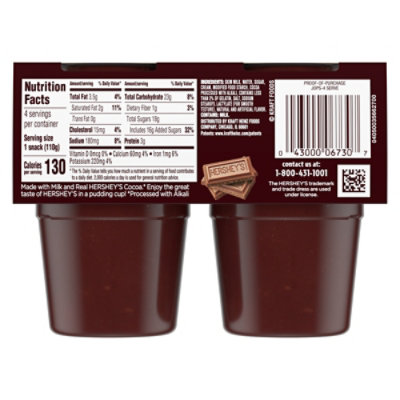 HERSHEY'S Chocolate Ready to Eat Pudding Cups Snack with Milk & Real Cocoa Cups - 4 Count - Image 7