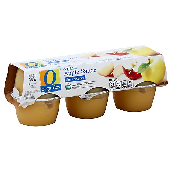 O Organics Organic Apple Sauce Unsweetened Cups - 6-4 Oz