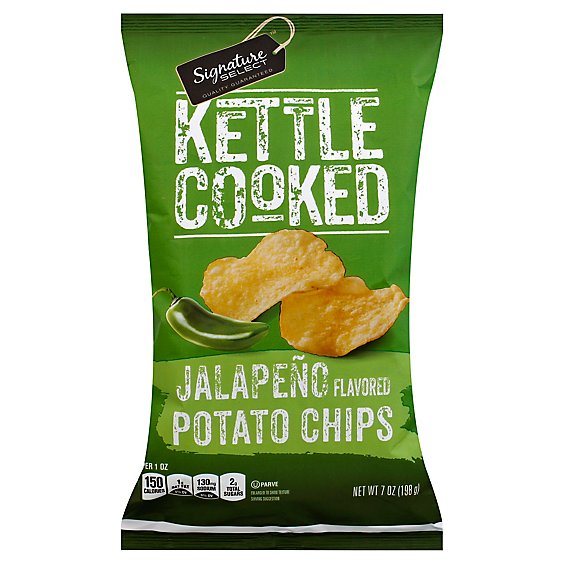 Signature SELECT Potato Chips Kettle Cooked Jalapeno - 7 Oz