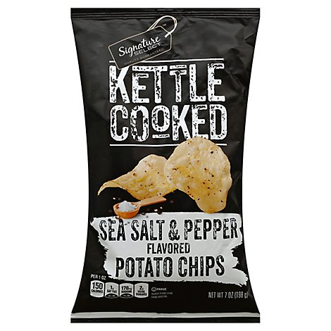 Signature SELECT Potato Chips Kettle Cooked Salt & Pepper - 7 Oz