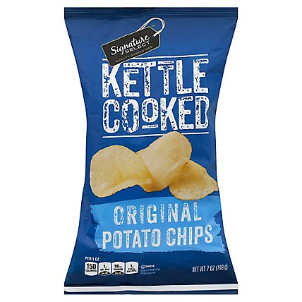 Signature SELECT Potato Chips Kettle Cooked Original - 7 Oz - Image 1