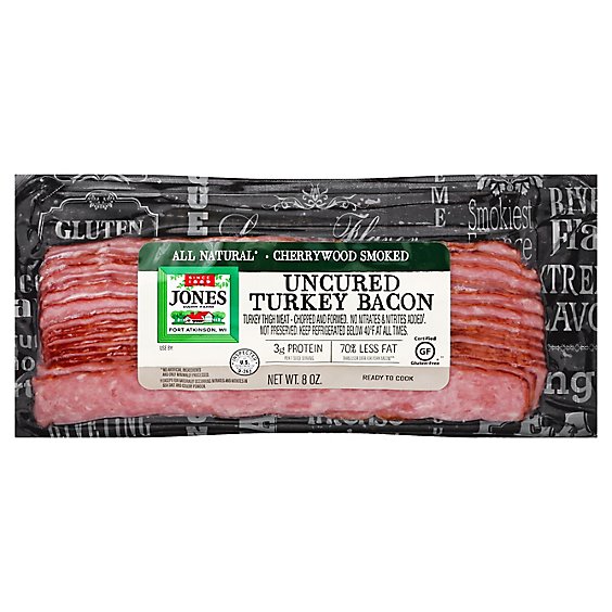 All Natural Uncured Turkey Bacon Cherry Wood Smoked - 8 Oz