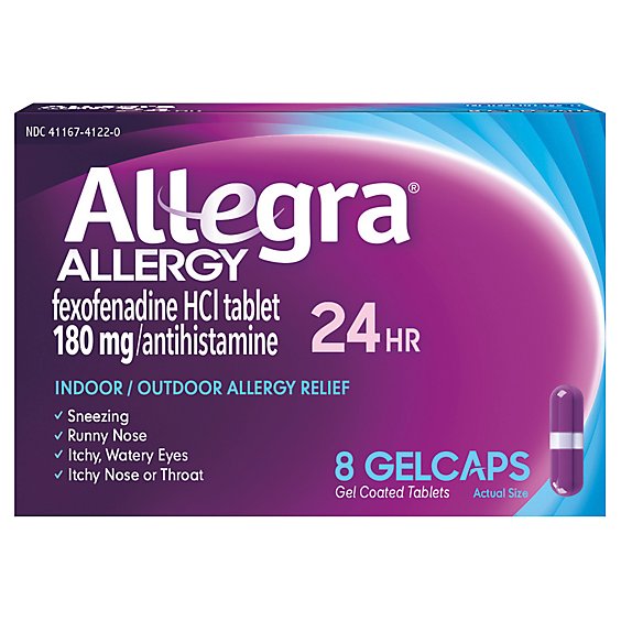 Allegra Allergy Antihistamine Gelcaps 12 Hour 60mg Non-Drowsy - 8 Count