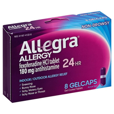 Allegra Allergy Antihistamine Gelcaps 12 Hour 60mg Non-Drowsy - 8 Count