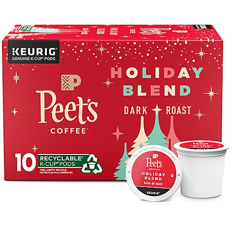 Peet's Holiday Blend Dark Roast Coffee K Cup Pods - 10 Count