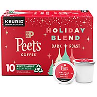 Peet's Holiday Blend Dark Roast Coffee K Cup Pods - 10 Count - Image 1
