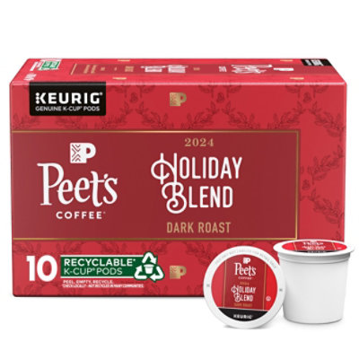 Peet's Holiday Blend Dark Roast Coffee K Cup Pods - 10 Count - Image 1