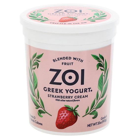 Zoi Greek Yogurt Strawberry Cream - 32 Oz