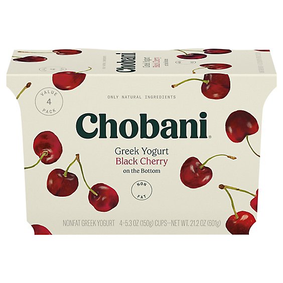 Chobani Yogurt Greek Non Fat On The Bottom Black Cherry - 4-5.3 Oz