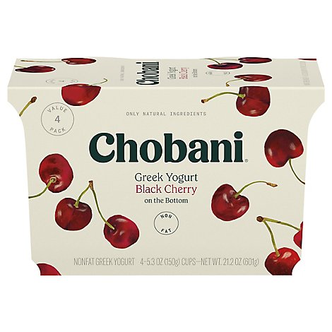 Chobani Yogurt Greek Non Fat On The Bottom Black Cherry - 4-5.3 Oz
