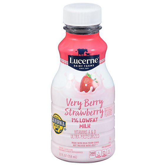Lucerne Milk Very Berry Strawberry Lowfat 1% - 12 Fl. Oz.