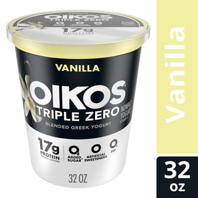 Oikos Triple Zero Vanilla Greek Yogurt - 32 Oz - Image 1