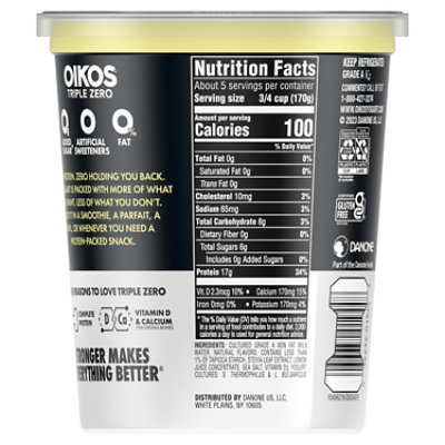 Oikos Triple Zero Vanilla Greek Yogurt - 32 Oz - Image 2