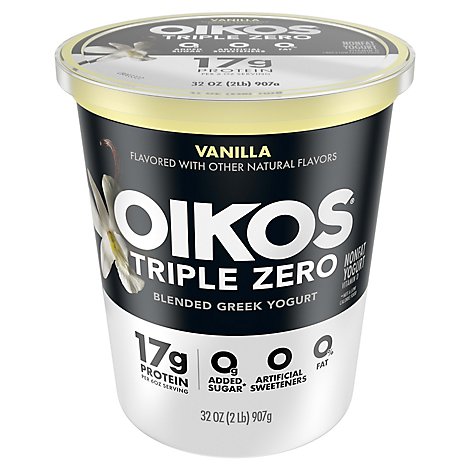 Oikos Triple Zero Greek Yogurt Blended Nonfat Vanilla - 32 Oz