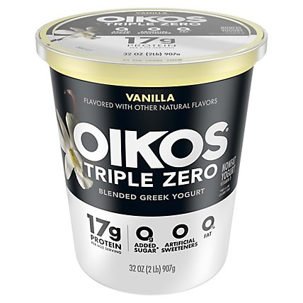 Oikos Triple Zero Greek Yogurt Blended Nonfat Vanilla - 32 Oz - Image 1