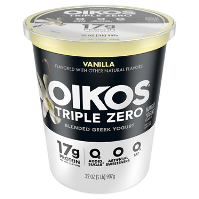 Oikos Triple Zero Greek Yogurt Blended Nonfat Vanilla - 32 Oz