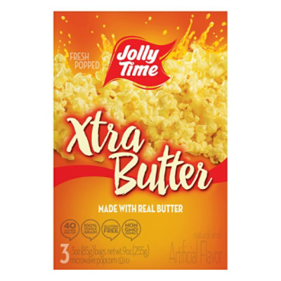 Jolly Time Microwave Popcorn Xtra Butter - 3-3 Oz