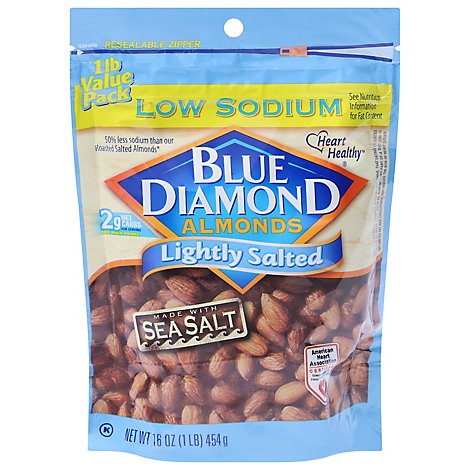 Blue Diamond Almonds Lightly Salted Low Sodium - 16 Oz