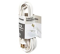 Prime Household Cord 3 Outlet 12 Feet - Each