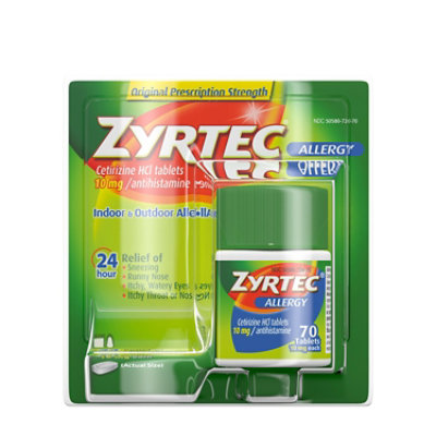 Zyrtec Tablets Allergy Reliff 10mg - 70 Count - Image 1