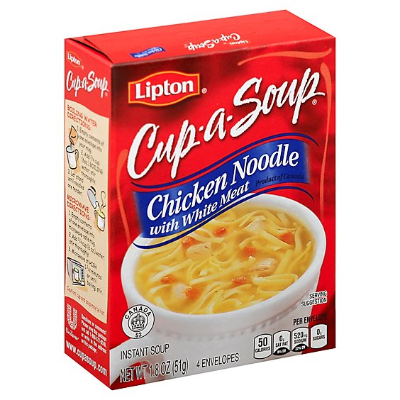 Lipton Cup-a-Soup Soup Instant Chicken Noodle with White Meat 4 Count - 1.8 Oz
