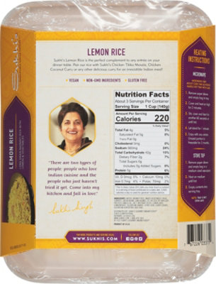 Sukhis Lemon Rice Indian Food - 16 Oz - Image 6