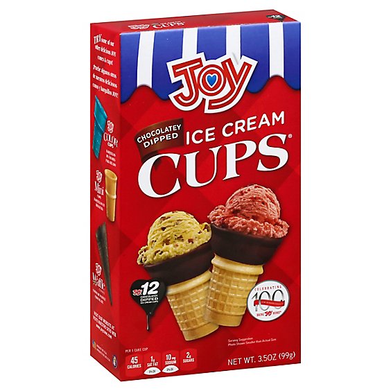Joy Ice Cream Cups Chocolatey Dipped 12 Count - 3.5 Oz